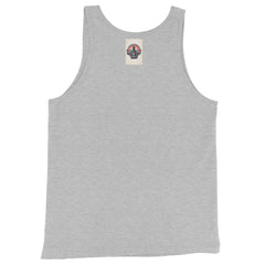 Back view of gray patriotic tank top