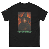 Funny Halloween Witch Black T-Shirt - Scary Trick or Treat Graphic Tee (front view)