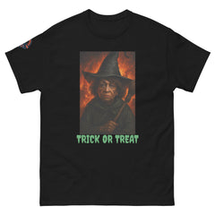 Funny Halloween Witch Black T-Shirt - Scary Trick or Treat Graphic Tee (front view)