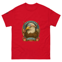 Freedom Fighter Eagle patriotic t-shirt in red with bald eagle and American flag design