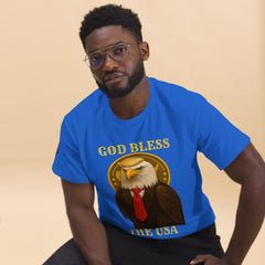 Patriotic God Bless The USA Trump eagle T-shirt available in multiple colors, unisex classic fit tee