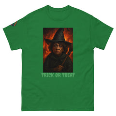 Funny Halloween Witch Green T-Shirt - Scary Trick or Treat Graphic Tee (front view)