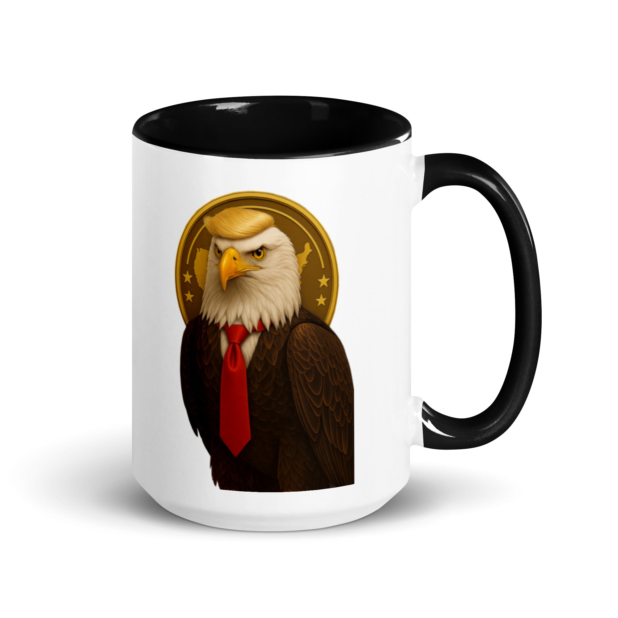 Patriotic Eagle Ceramic Mug with bald eagle and gold medallion - 11oz