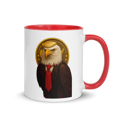 15oz USA Trump patriotic eagle coffee mug with red tie and gold crest