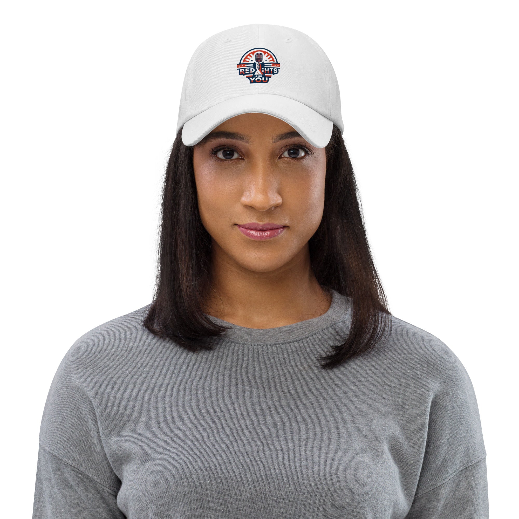 Red, Rights & You logo patriotic dad hat  - adjustable cap - white
