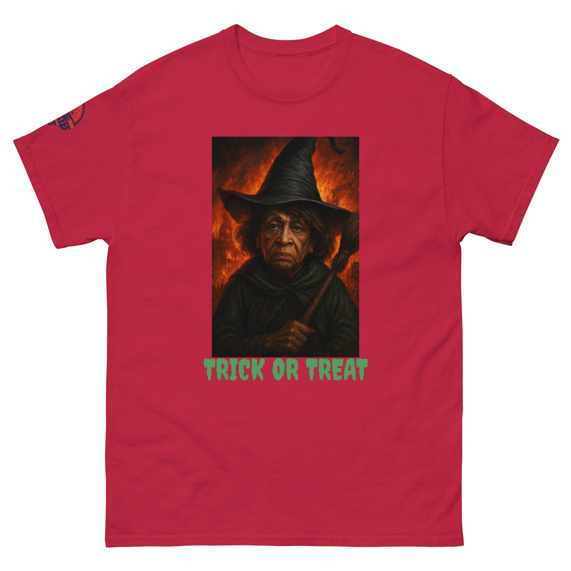 Funny Halloween Witch Cardinal T-Shirt - Scary Trick or Treat Graphic Tee (front view)
