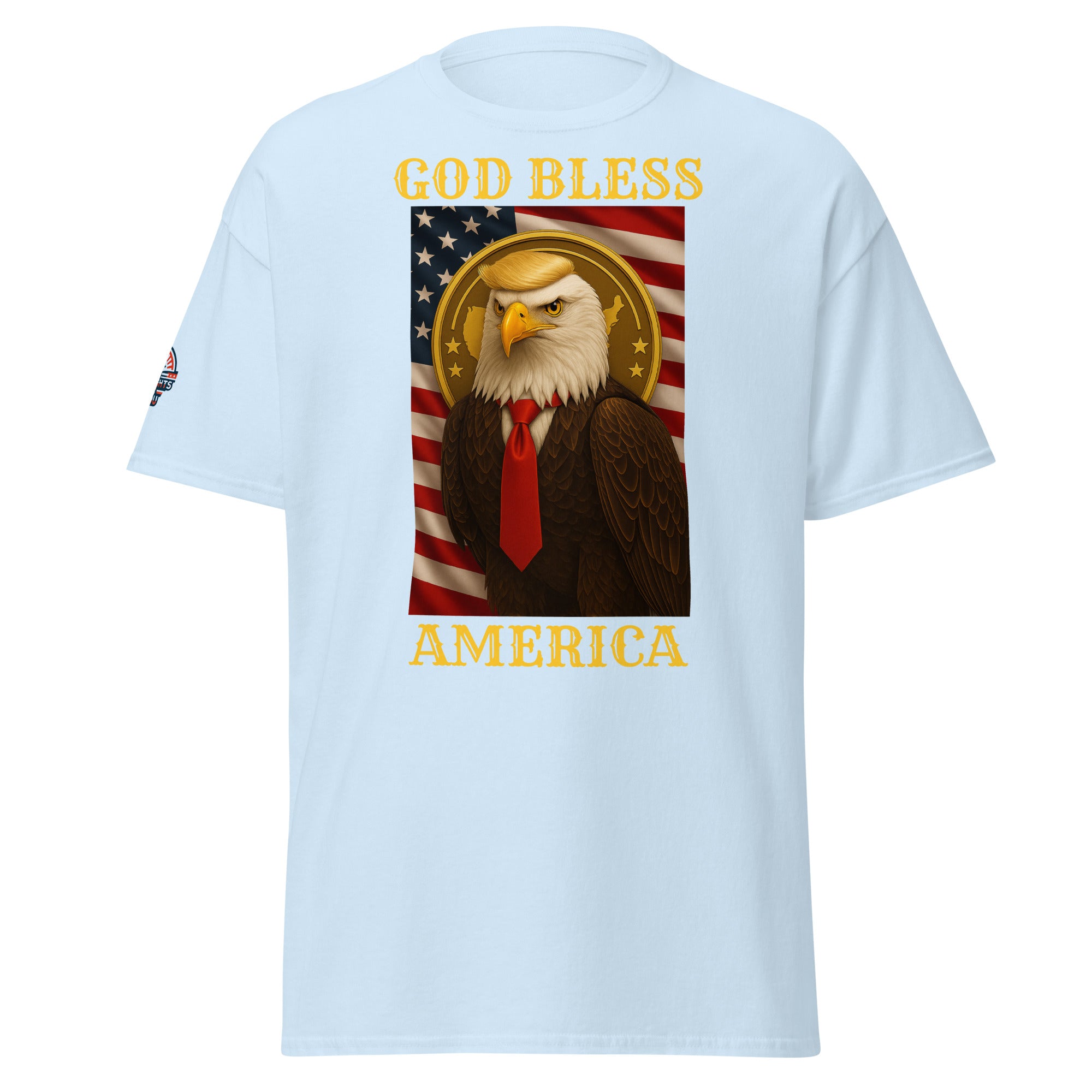 Patriotic God Bless America Trump eagle T-shirt available in multiple colors, unisex classic fit tee