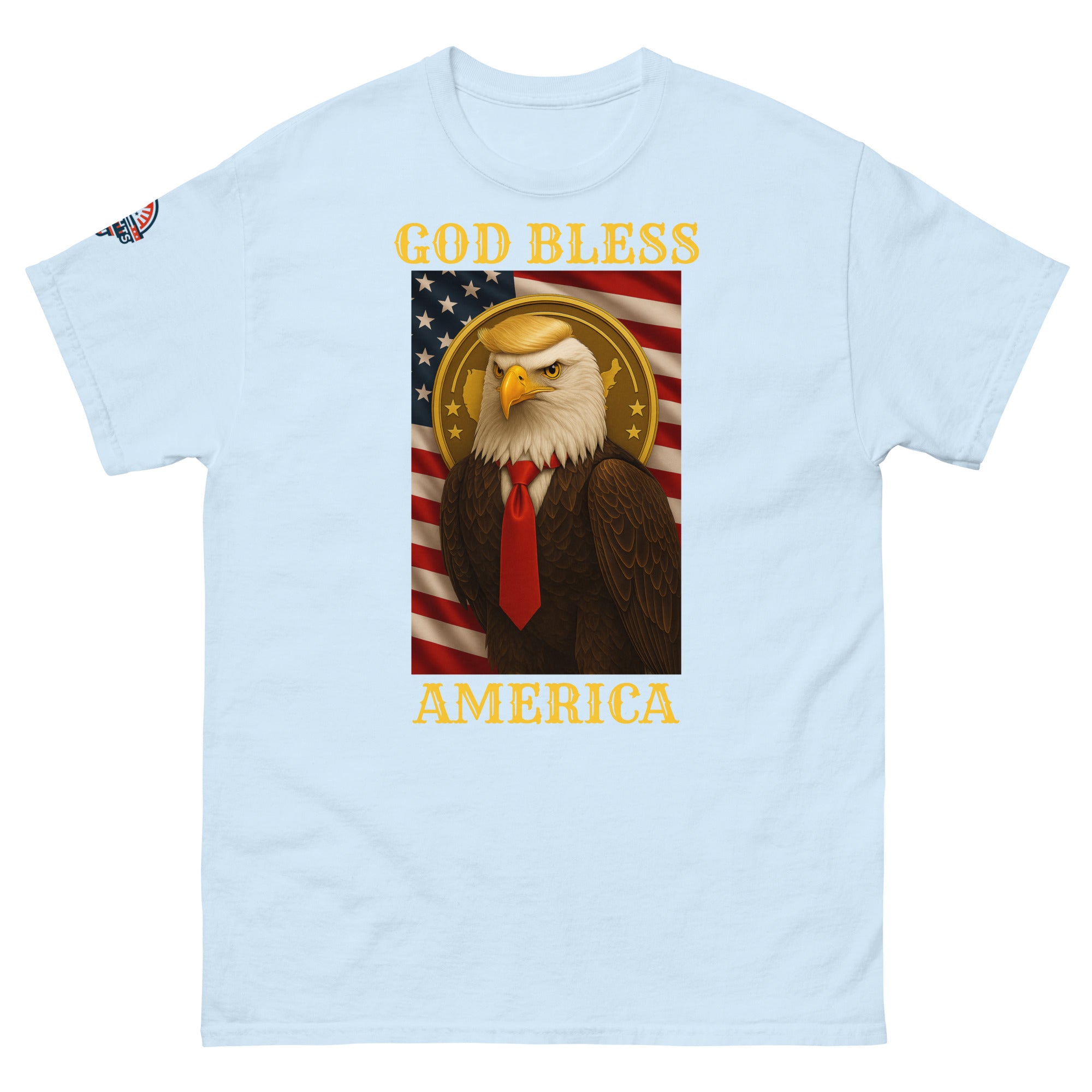 Patriotic God Bless America Trump eagle T-shirt available in multiple colors, unisex classic fit tee