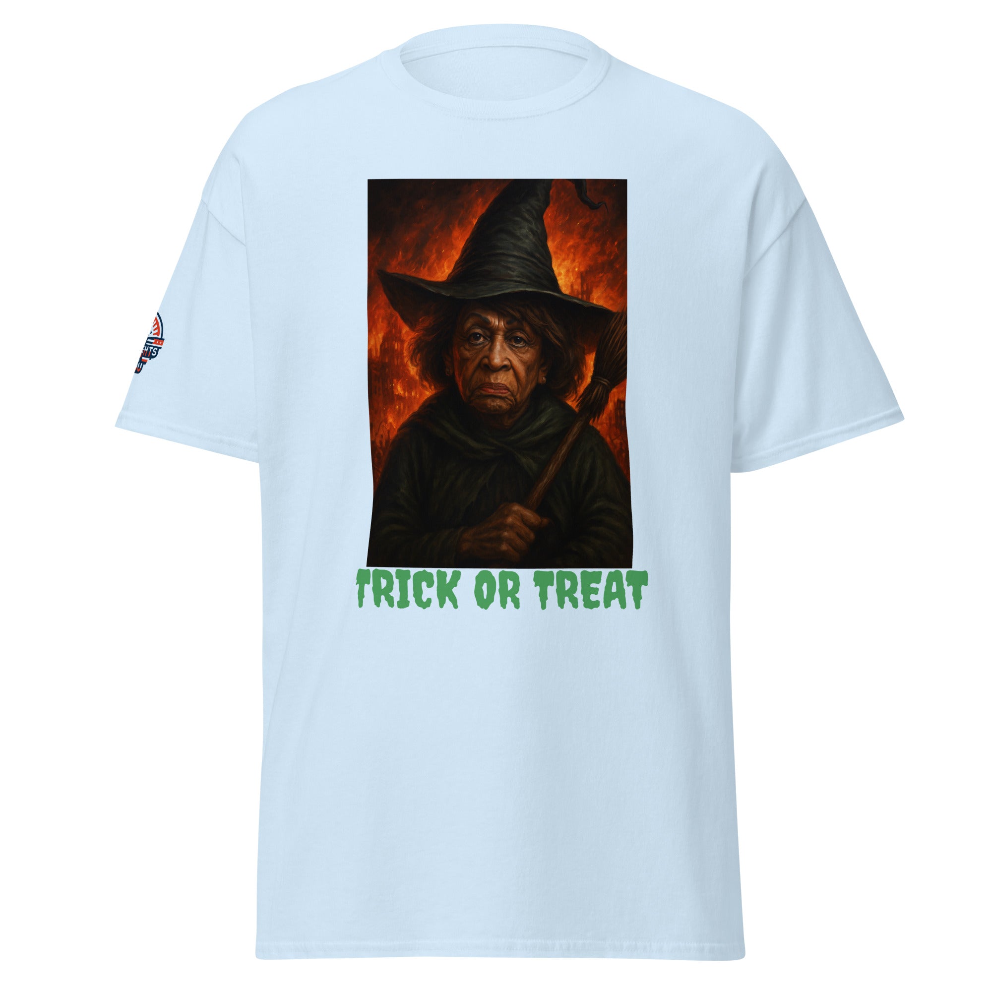 Light Blue Witch Graphic Tee - Funny Trick or Treat Halloween shirt
