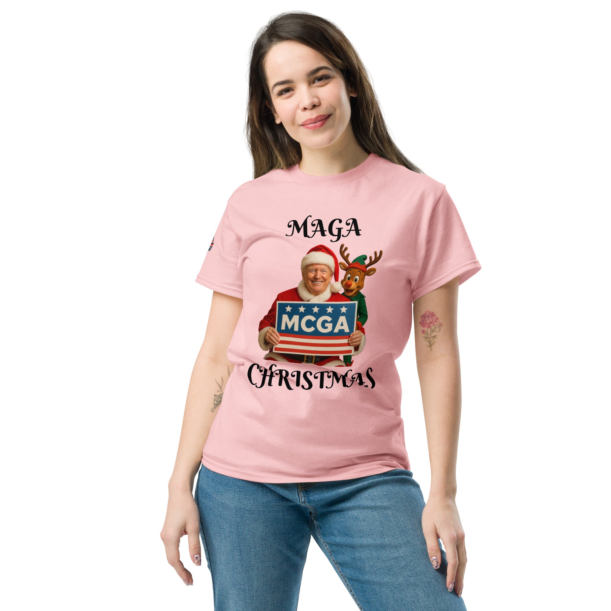 Patriotic MAGA Trump Christmas shirt - women's festive conservative appaeal