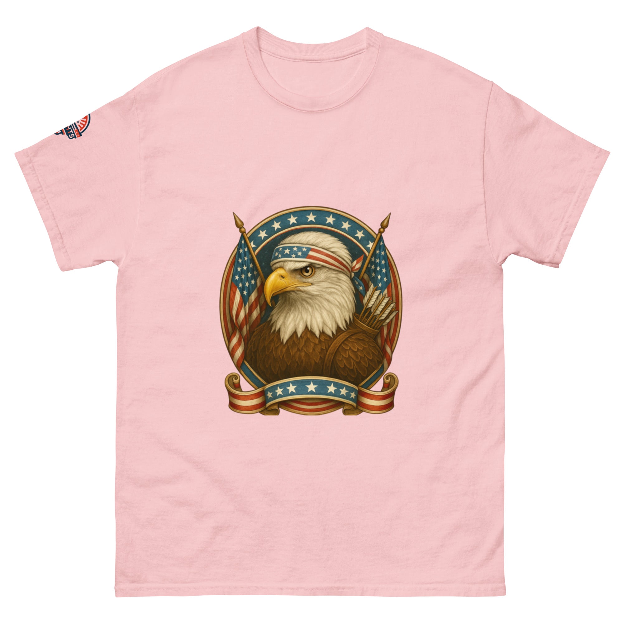 Pink Freedom Fighter Eagle shirt - patriotic eagle with USA flag headband