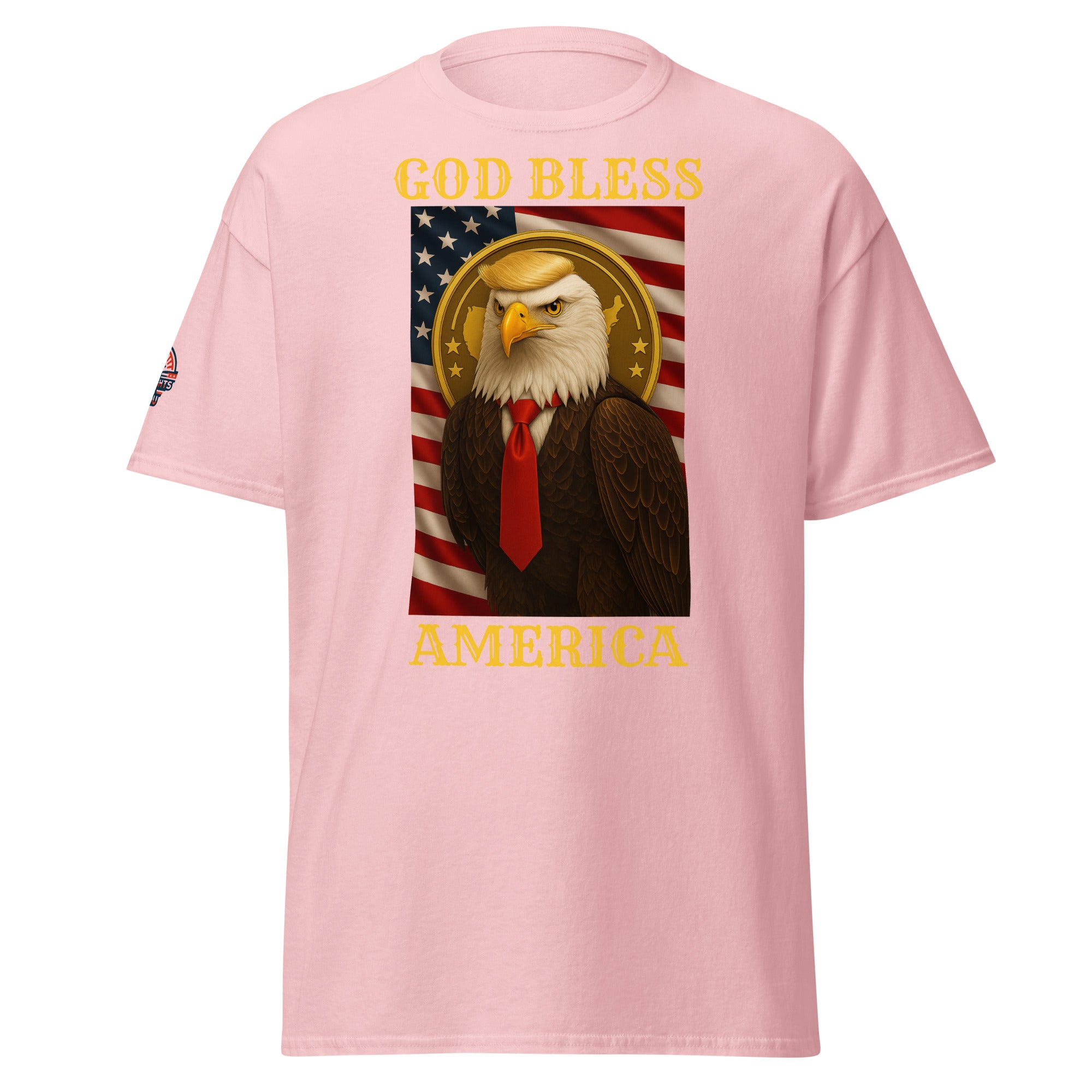Patriotic God Bless America Trump eagle T-shirt available in multiple colors, unisex classic fit tee