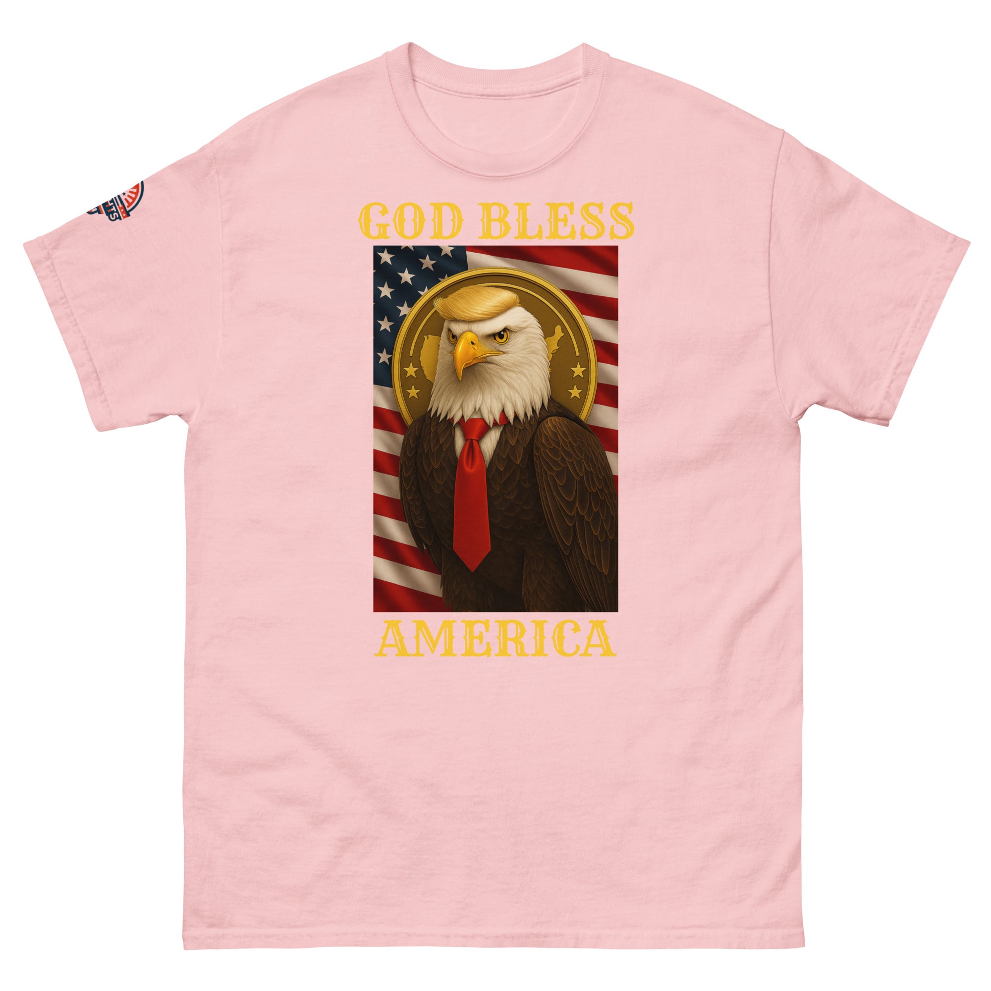Patriotic God Bless America Trump eagle T-shirt available in multiple colors, unisex classic fit tee