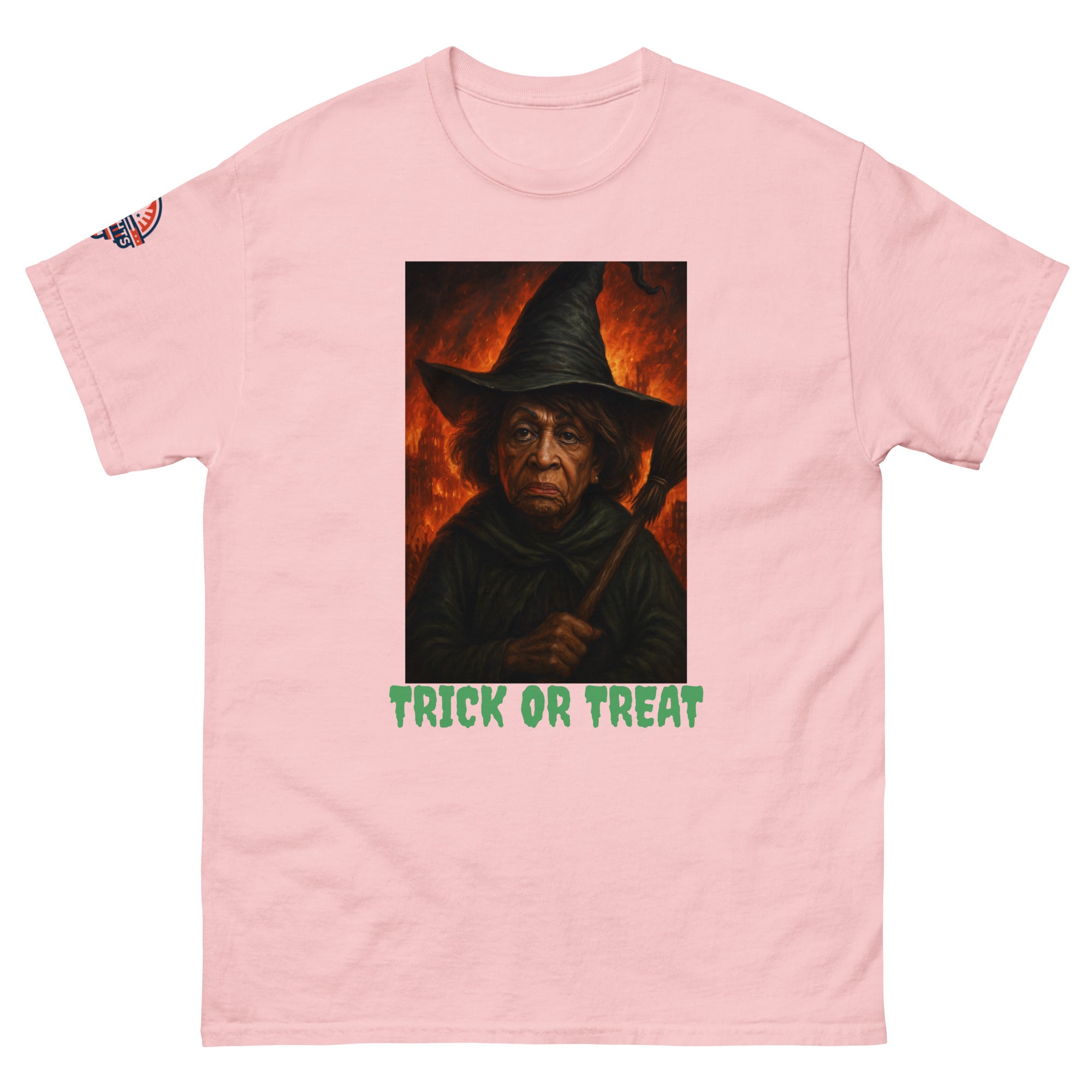 Funny Halloween Witch Pink T-Shirt - Scary Trick or Treat Graphic Tee (front view)