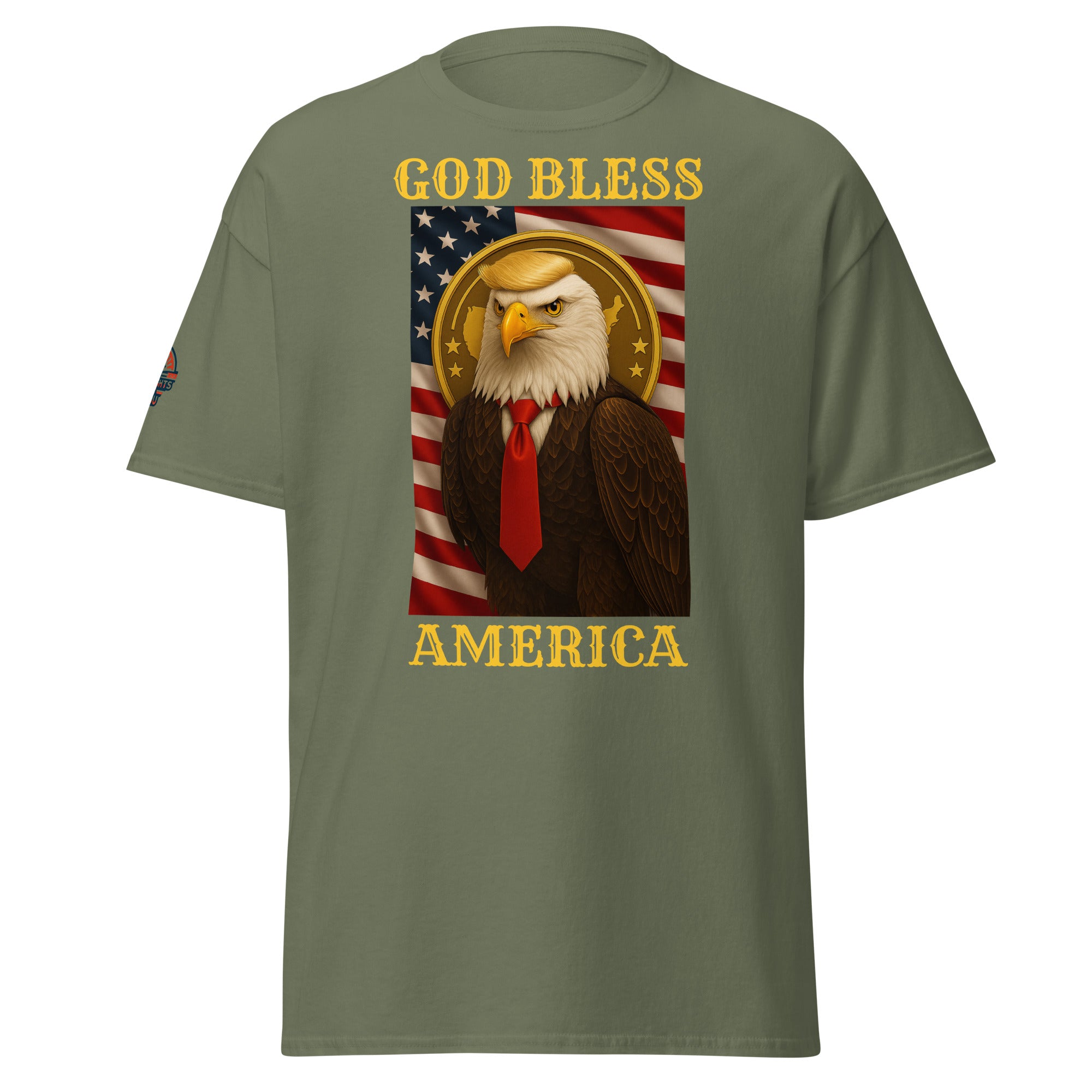 Patriotic God Bless America Trump eagle T-shirt available in multiple colors, unisex classic fit tee