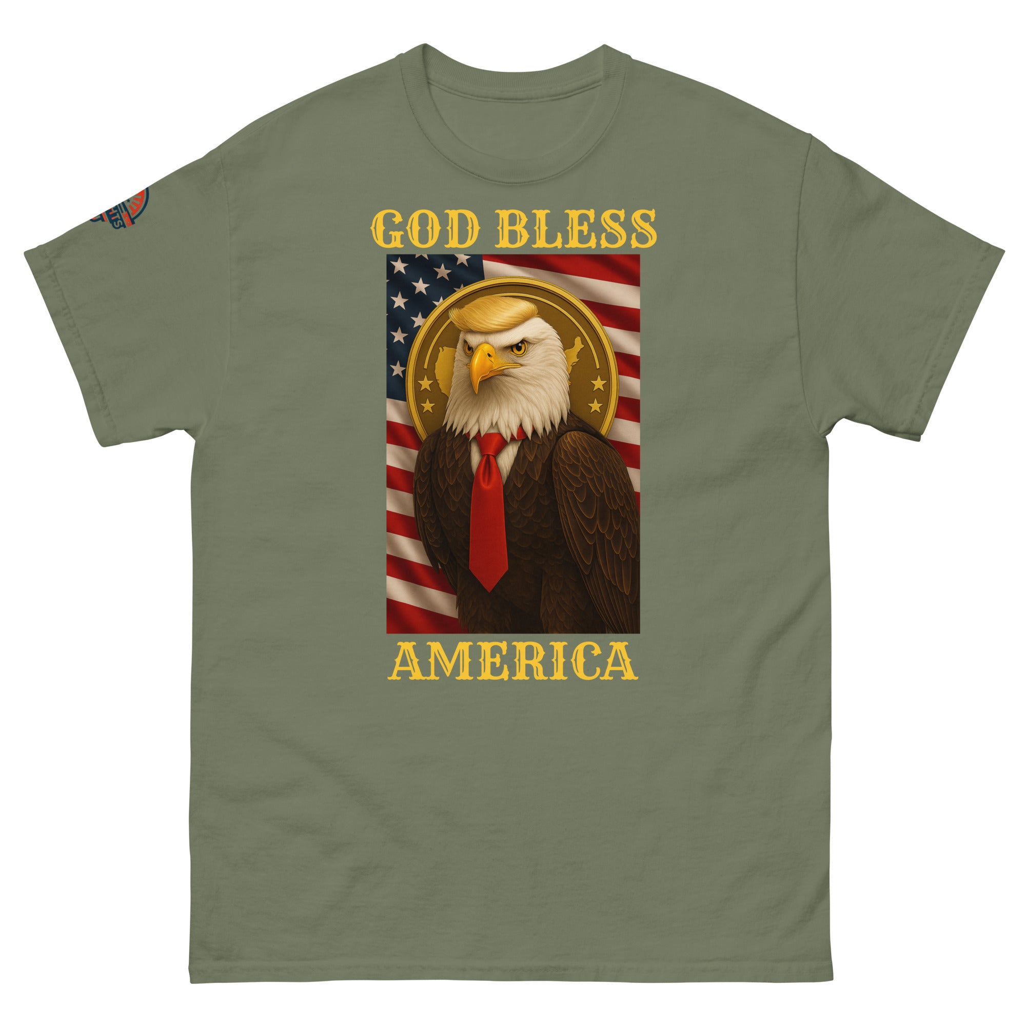 Patriotic God Bless America Trump eagle T-shirt available in multiple colors, unisex classic fit tee