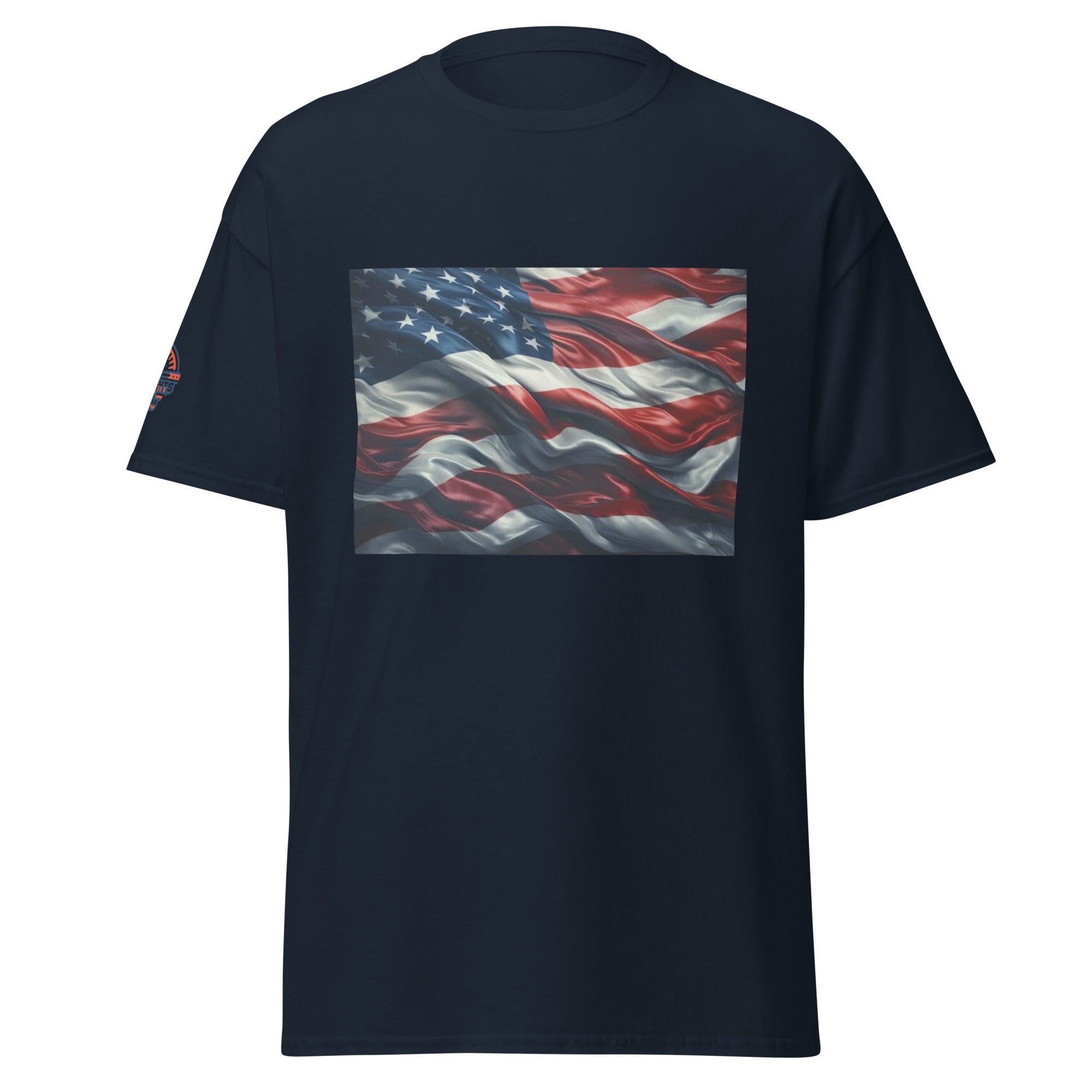 Black Waves of Freedom American Flag T-Shirt - Patriotic USA Tee Unisex (front view)