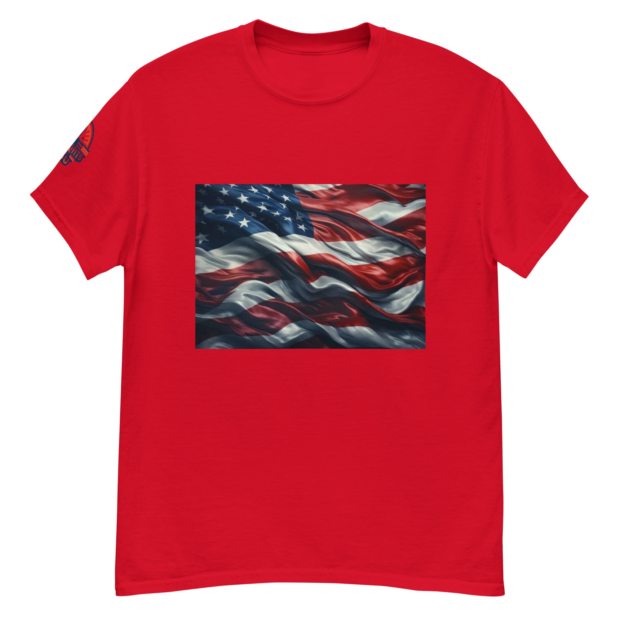 Red Waves of Freedom American Flag T-Shirt - Patriotic USA Tee Unisex (front view)