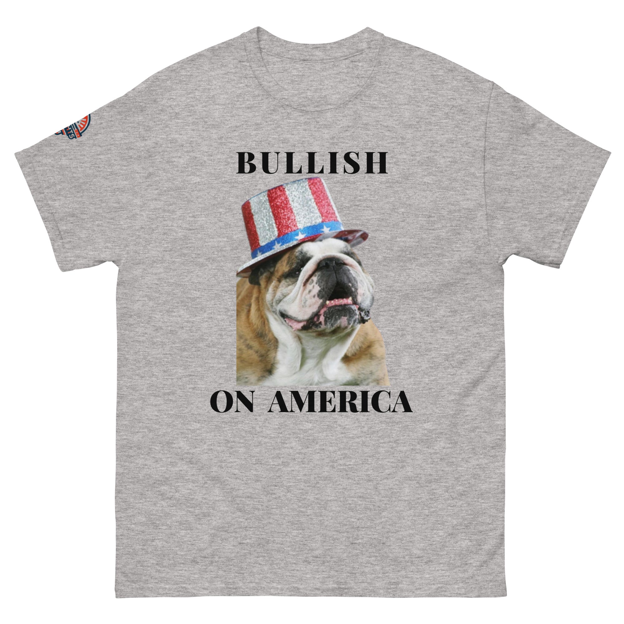 Bullish on America Bulldog Shirt in sport gray - USA patriotic graphic tee