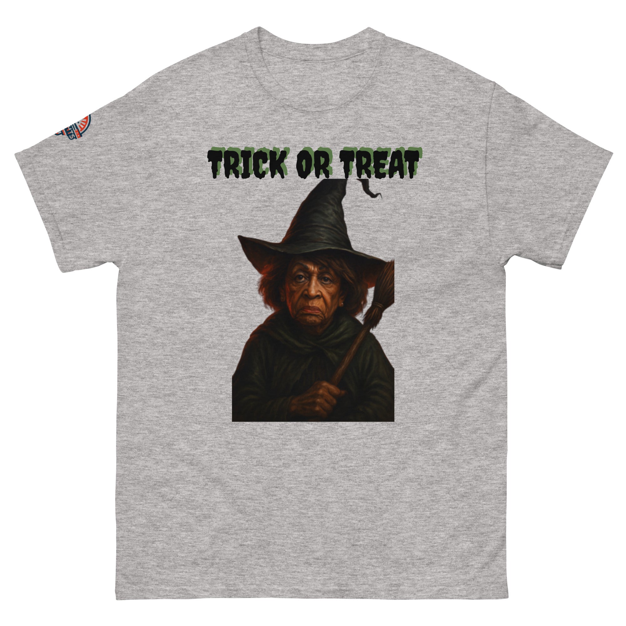Gray Halloween Graphic T-Shirt - Scary Witch design unisex fit