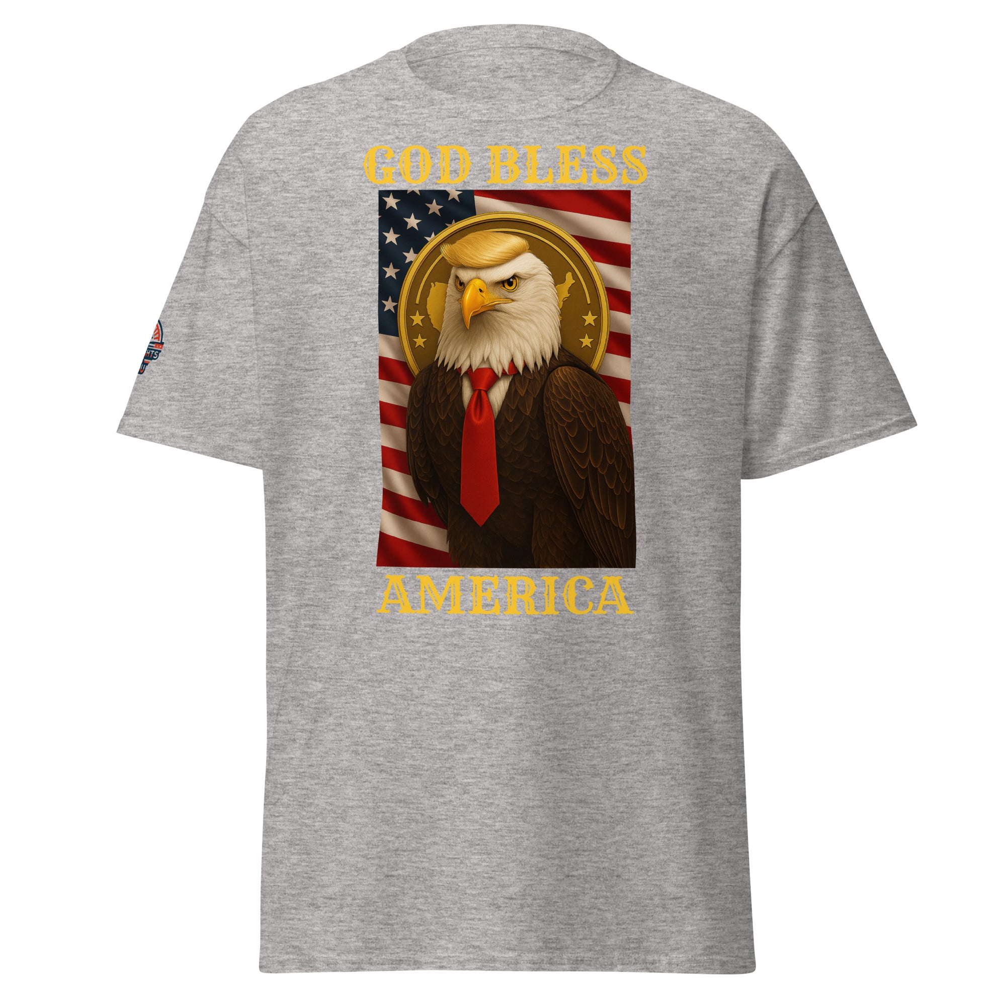 Patriotic God Bless America Trump eagle T-shirt available in multiple colors, unisex classic fit tee