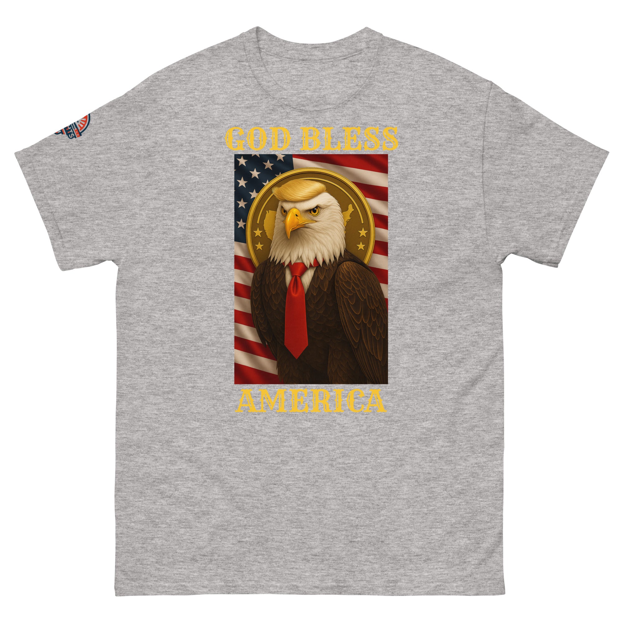Patriotic God Bless America Trump eagle T-shirt available in multiple colors, unisex classic fit tee