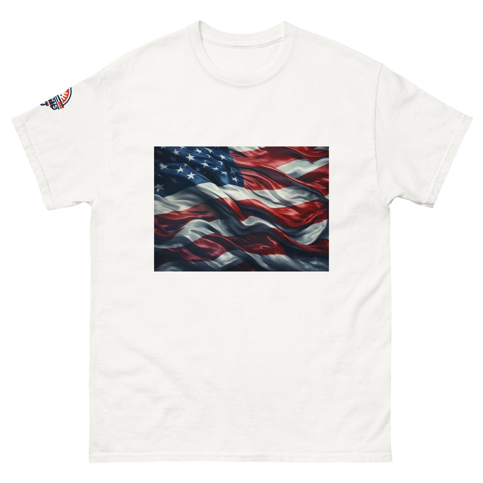 White Waves of Freedom American Flag T-Shirt - Classic USA Patriotic Tee