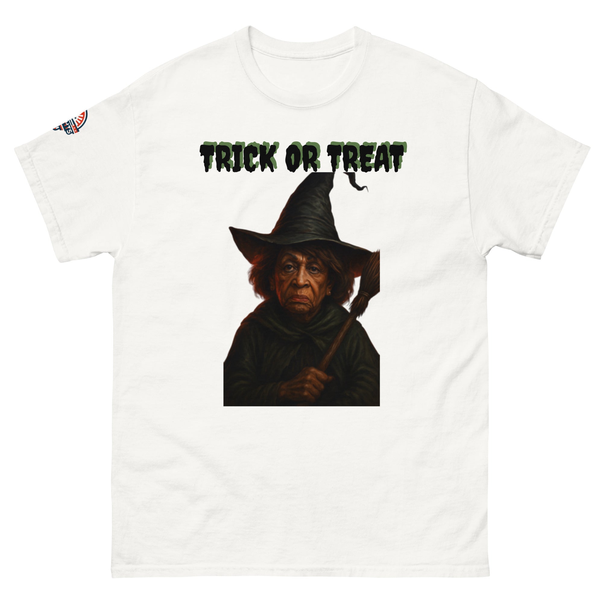 White Funny Halloween Witch T-Shirt - Scary Trick or Treat Graphic Tee (front view)