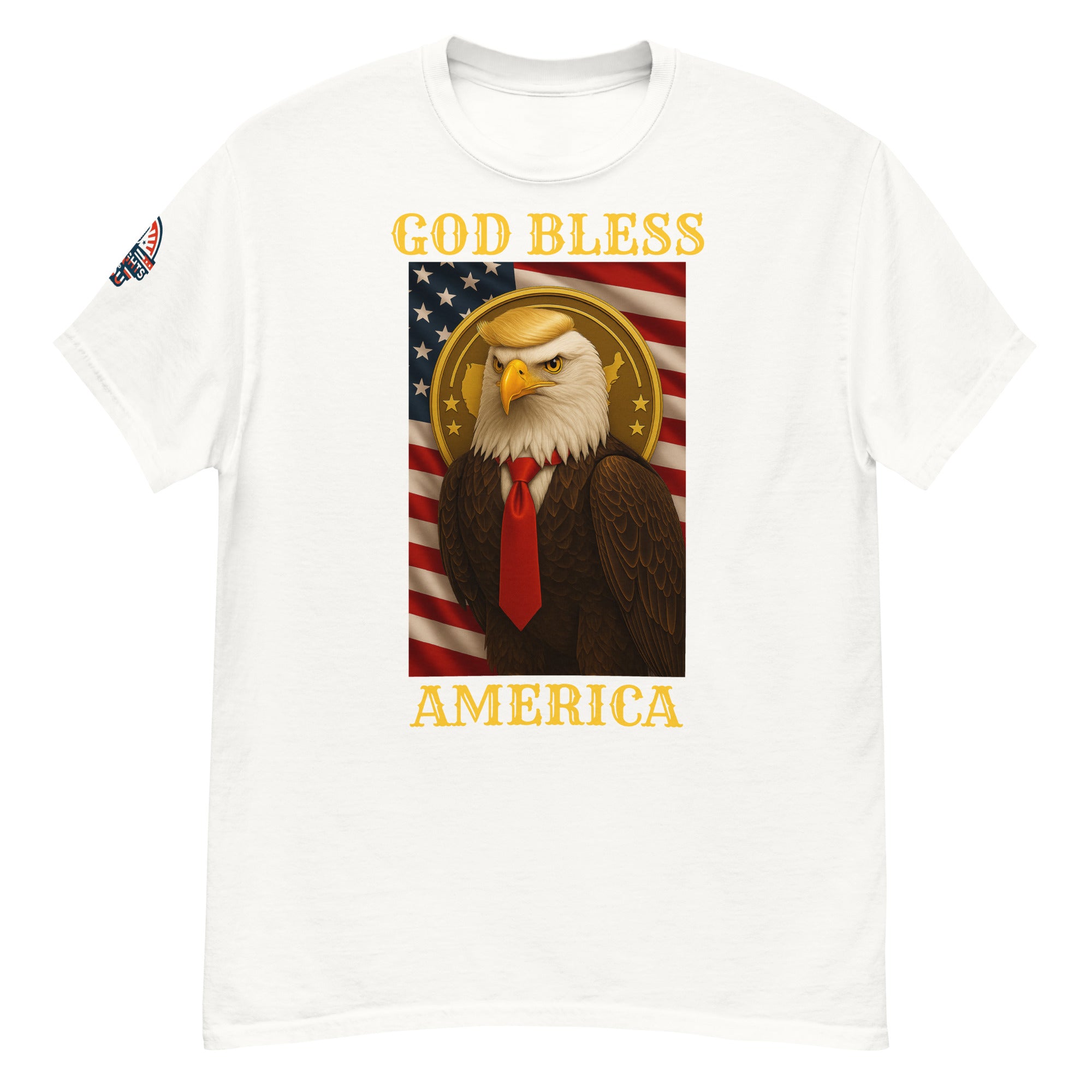 Patriotic God Bless America Trump eagle T-shirt available in multiple colors, unisex classic fit tee