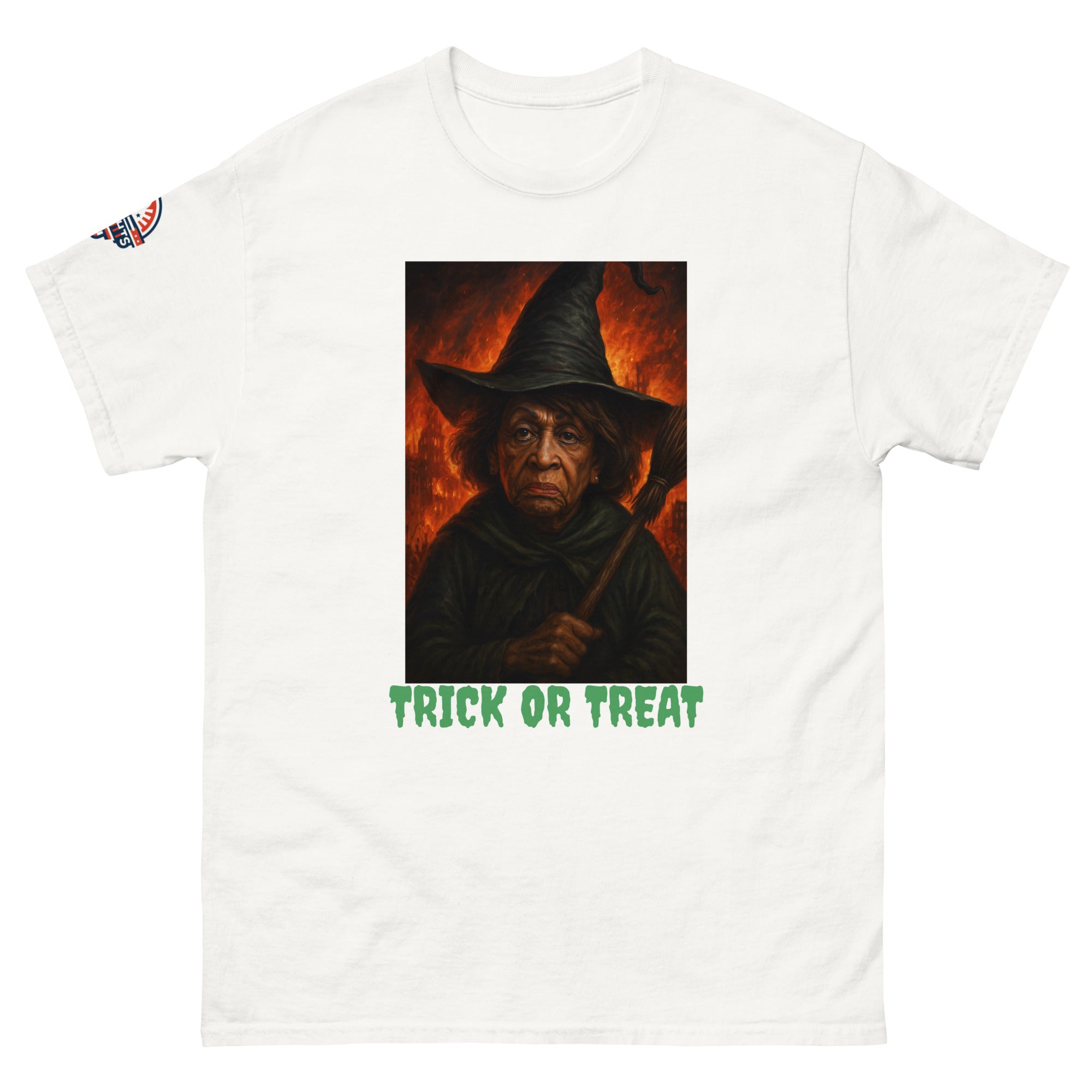 Funny Halloween Witch White T-Shirt - Scary Trick or Treat Graphic Tee (front view)