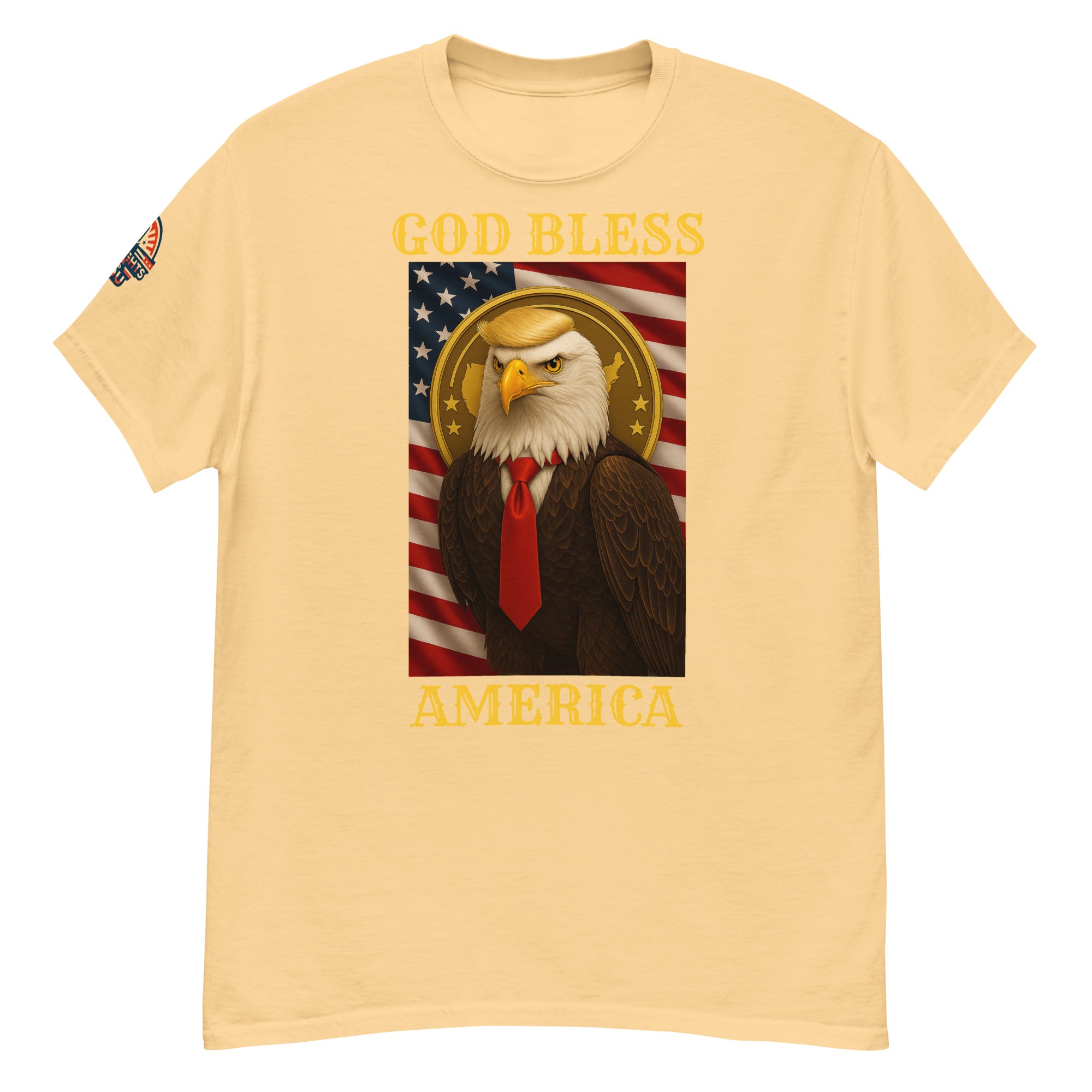 Patriotic God Bless America Trump eagle T-shirt available in multiple colors, unisex classic fit tee