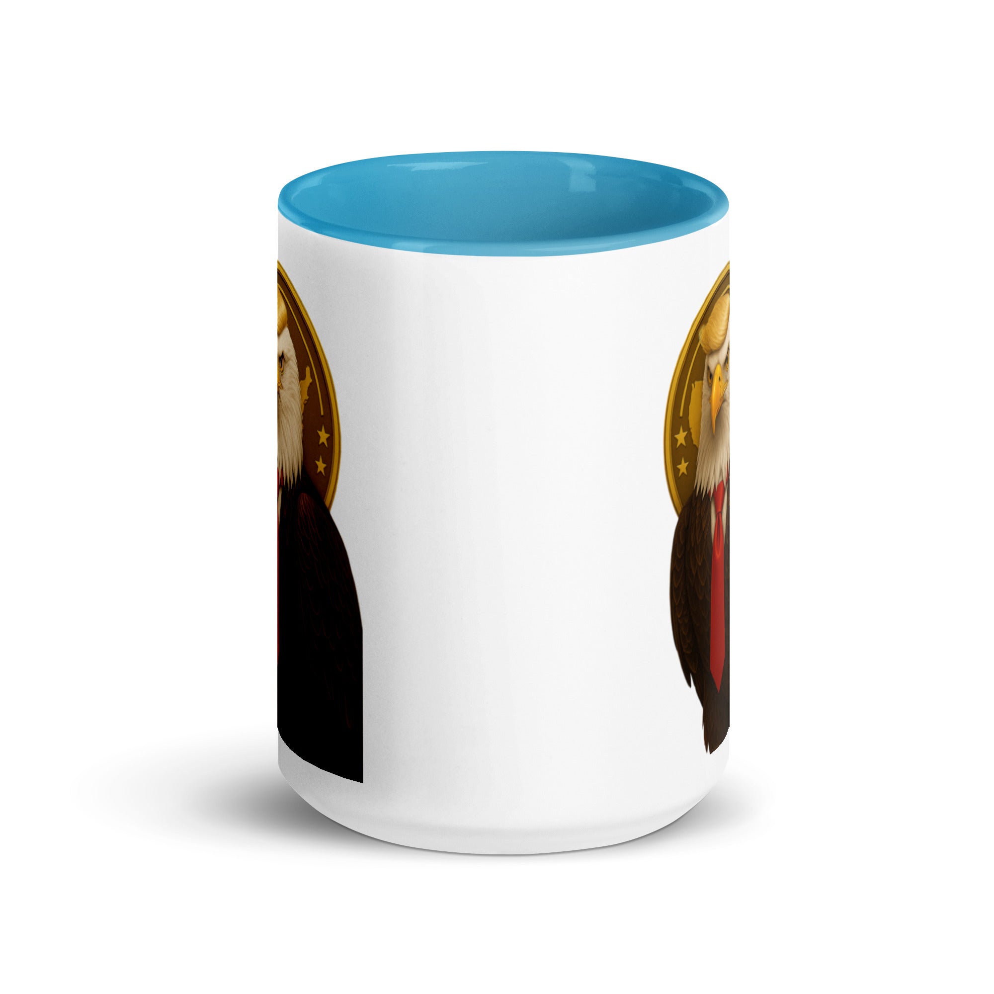Durable double-sided bald eagle mug - Light Blue (side view) American pride gift idea