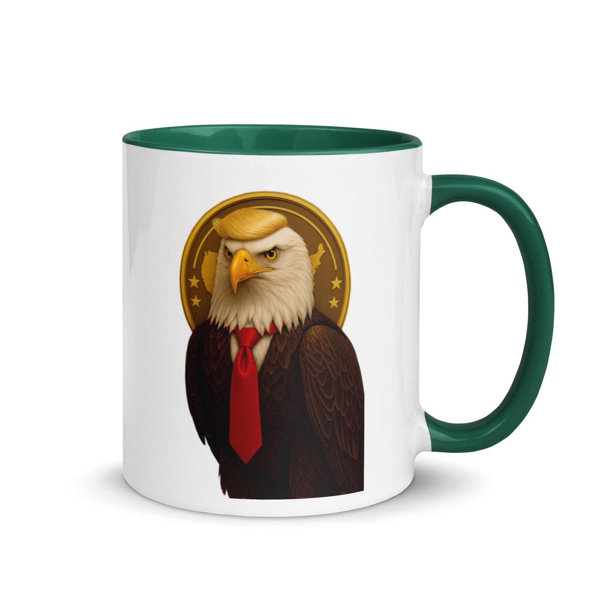 15oz USA Trump patriotic eagle coffee mug with red tie and gold crest