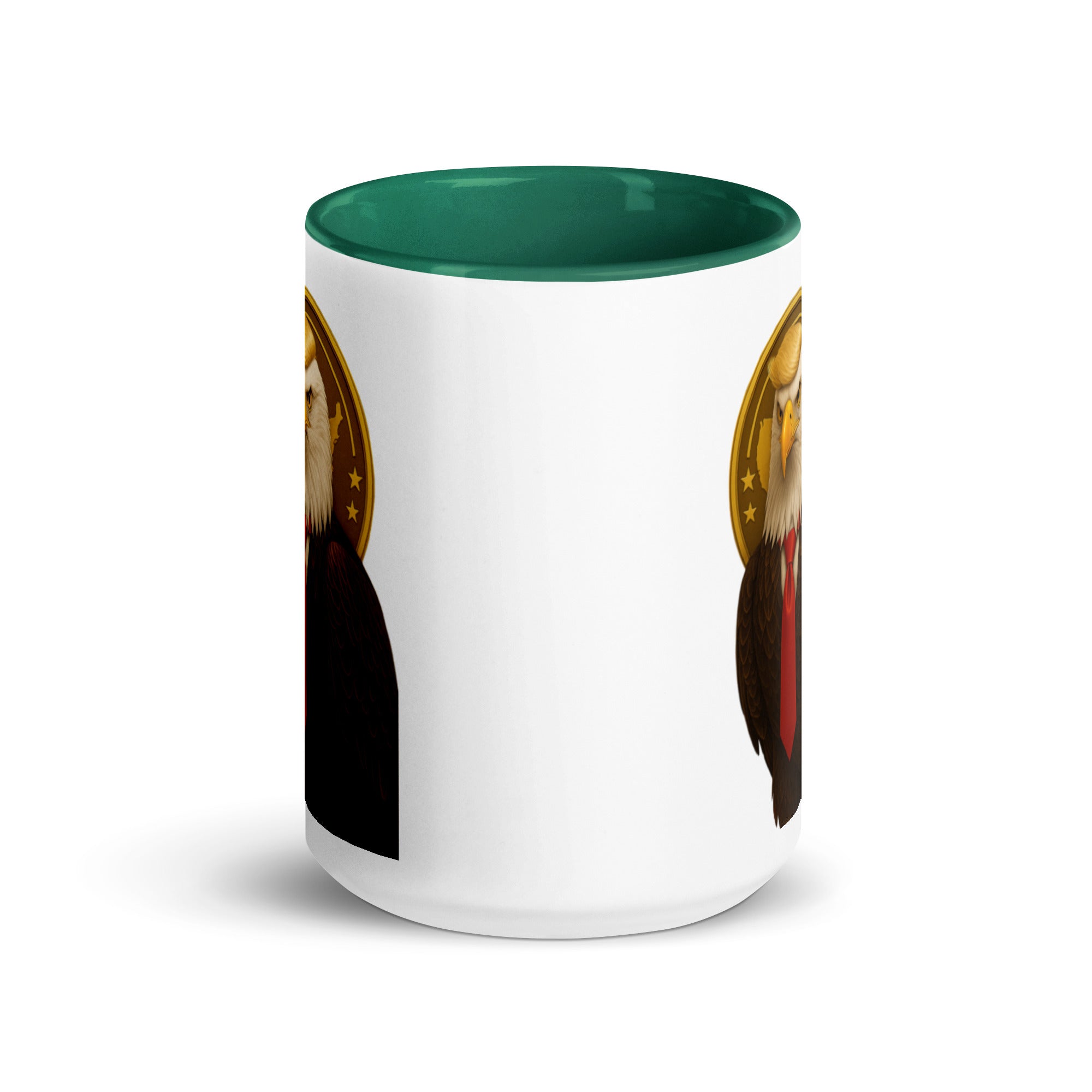 Durable double-sided bald eagle mug - Green (side view) American pride gift idea