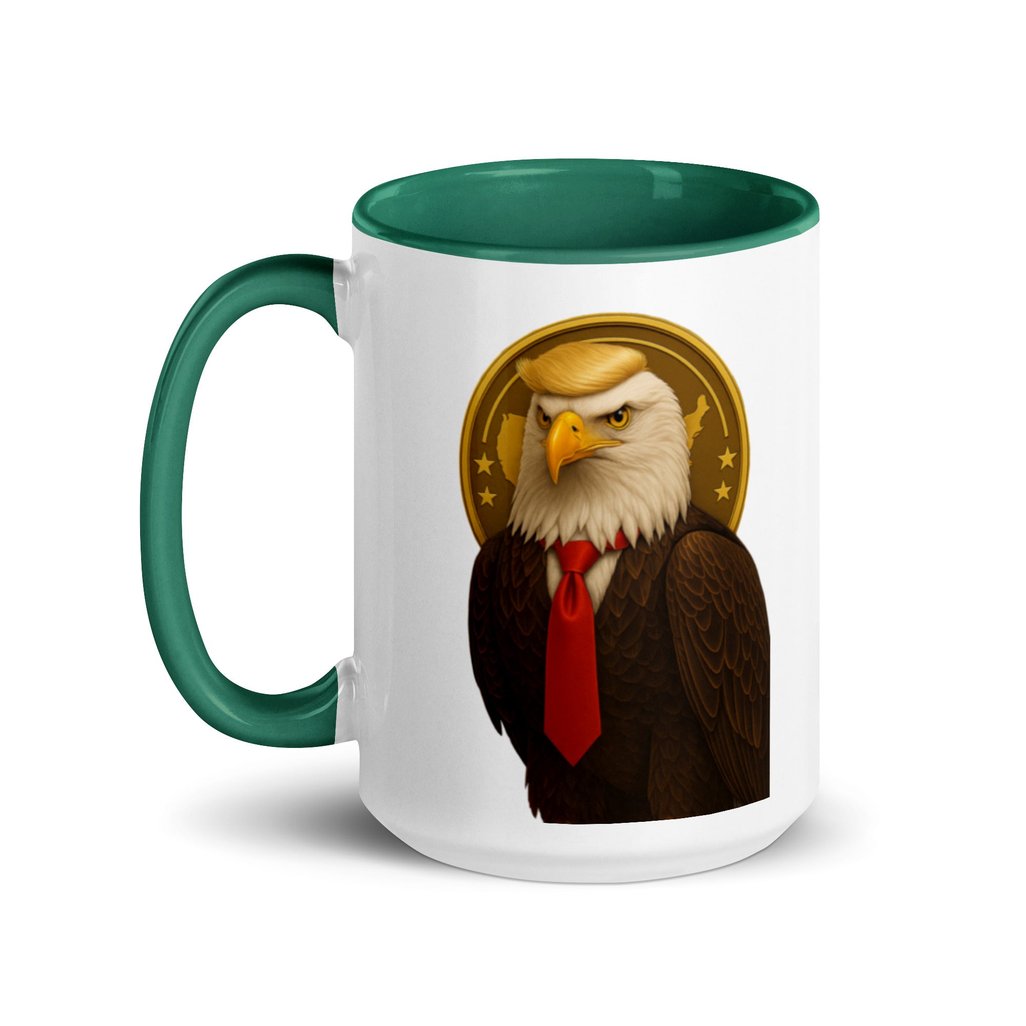Durable ceramic bald eagle mug - American pride gift idea - Handle left facing