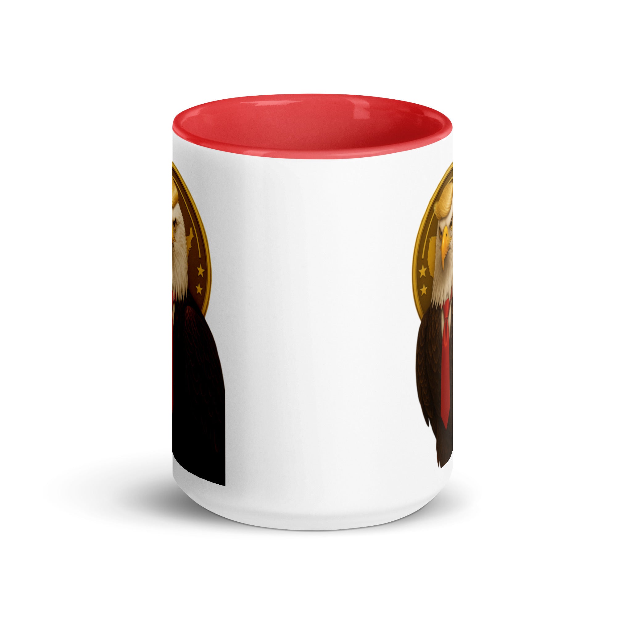 Durable double-sided bald eagle mug - Red (side view) American pride gift idea